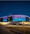 Imponerande fasad som ändrar färg på Friends Arena, Sverige, belyst av Philips