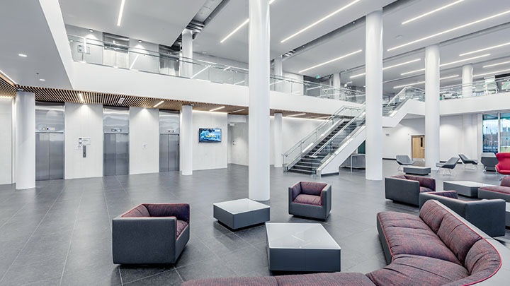 Modern office building with connected lighting system