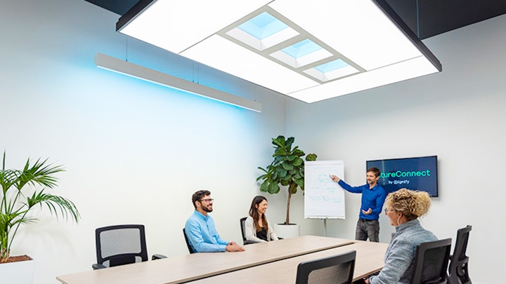Colleagues having a meeting in office with NatureConnect
