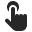 Black icon of a hand with an extended index finger pointing upward, resembling a tap or touch gesture.