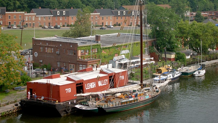 Waterfront Museum docked alongside Clearwater Sloop. Kingston, NY. 2005