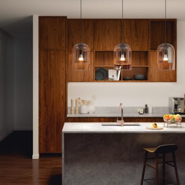 Cuisine moderne dotée d'un éclairage sur rail