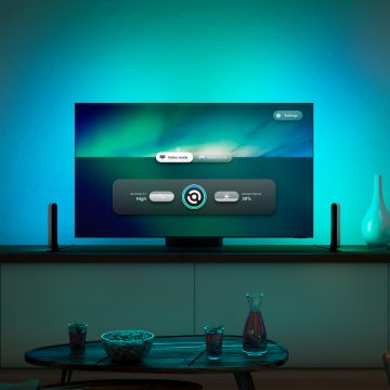 Écran de l’application Philips Hue Sync TV sur le téléviseur du salon