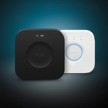 Nouveaux systèmes de commande de l’éclairage de maison intelligente Hue Bridge Pro et Philips Hue Bridge. 